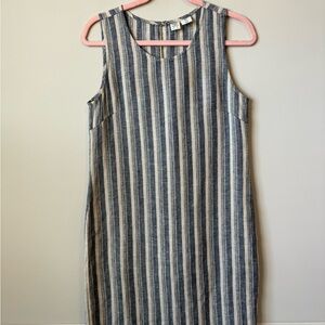 Artisan Ny Navy and Cream linen Striped Mini Dress size 2